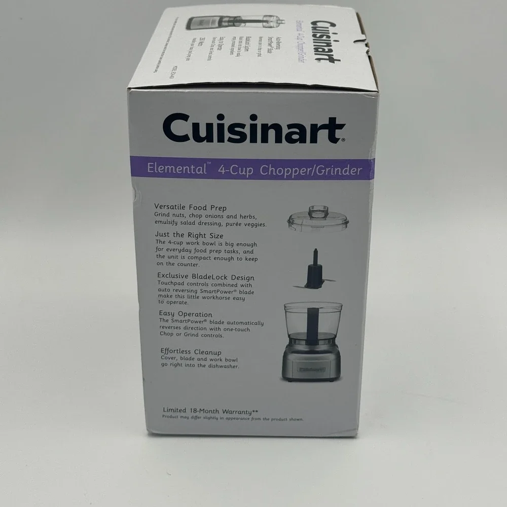 Cuisinart ECH-4 Elemental 4 Cup Chopper Grinder Black Stainless NIB